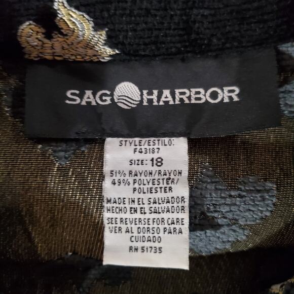 Vtg Sag Harbor Embroidered Tapestry Brocade Button Jacket Plus Size 18 Woven - Picture 7 of 10